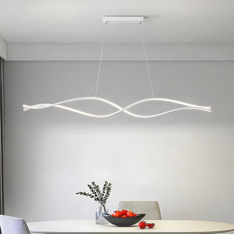 lustre nordique à led moderne atmosphérique et torsadé