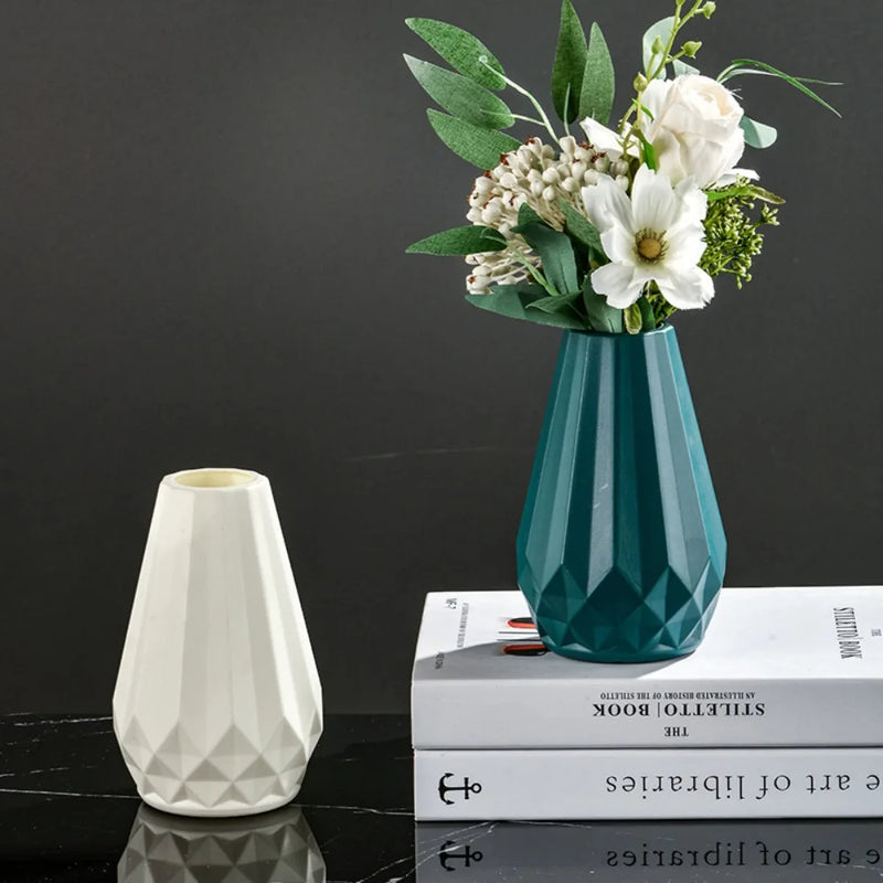 vase à fleurs en diamant style nordique moderne en plastique