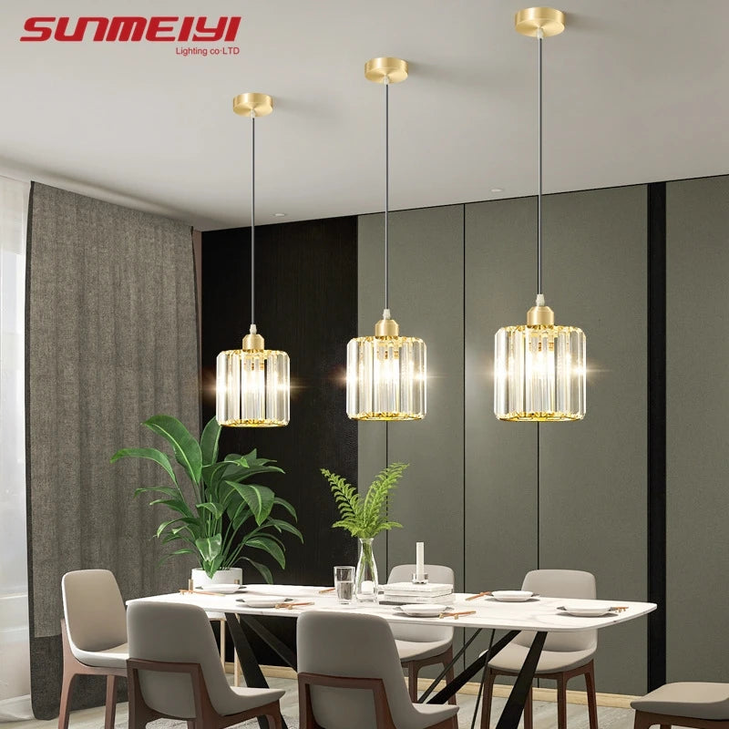 suspension moderne en cristal pour décoration intérieure élégante