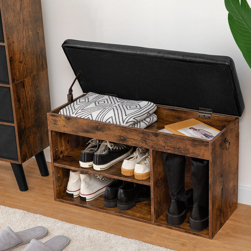 banc à chaussures avec rangement et assise confortable