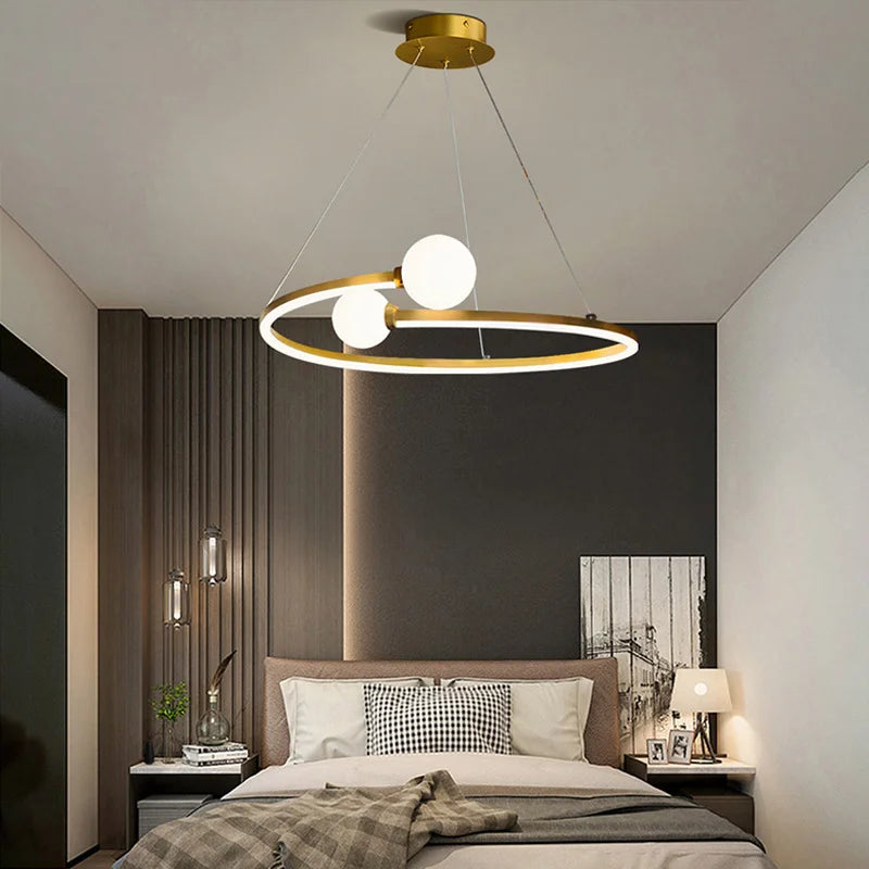 lustre nordique anneau led suspension éclairage luminaires