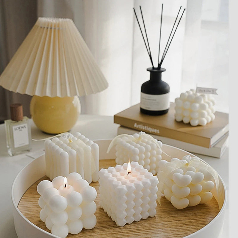 bougies parfumées cube rubik en cire de soja pour décoration et aromathérapie