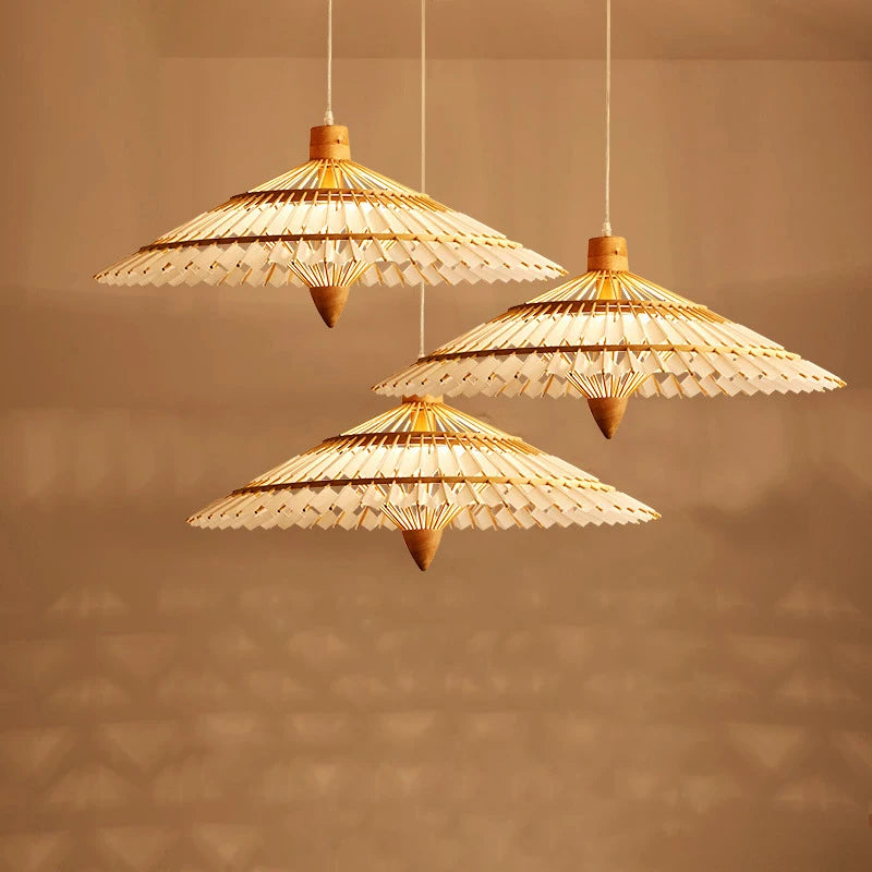 lustre en bambou tissé style chinois créatif pour éclairage décoratif