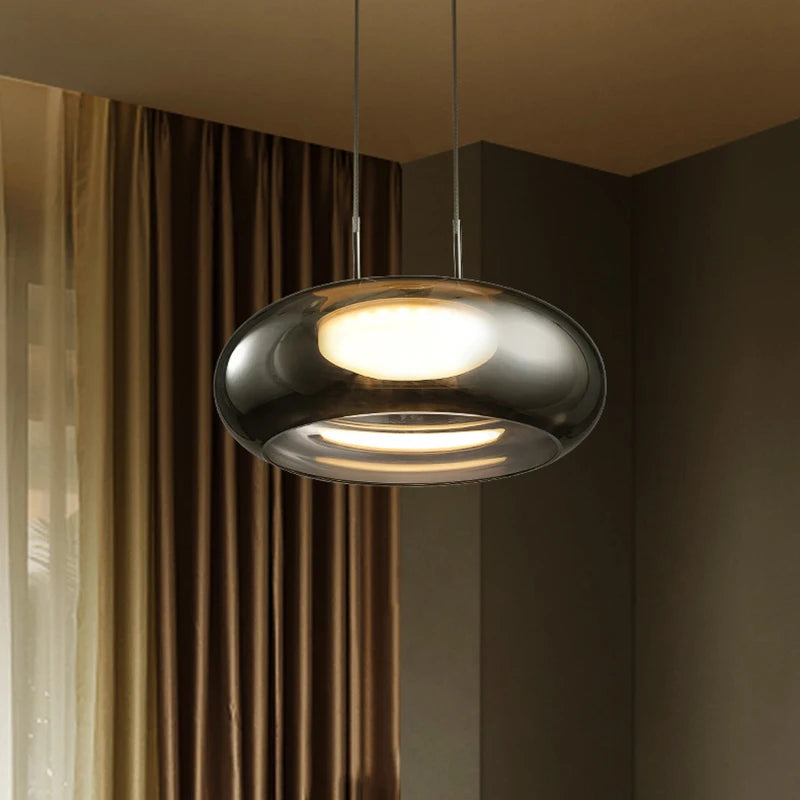 suspension led en verre design pour intérieur avec cordon réglable