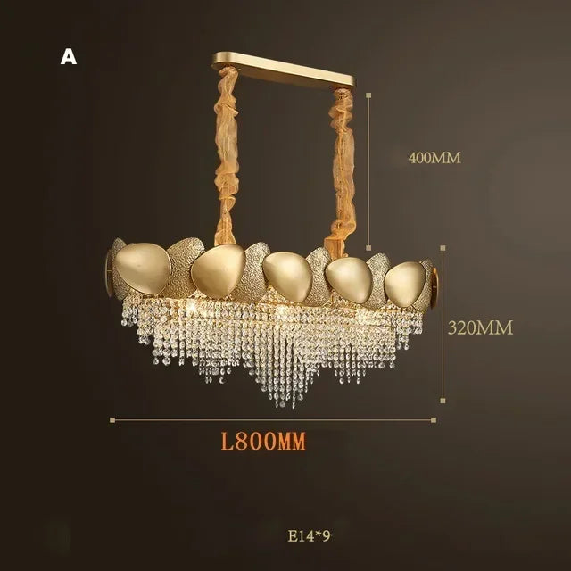 lustre moderne en cristal pampilles et acier inoxydable