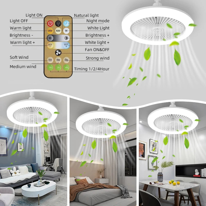 Fan Luster Silent Ceiling Fan Light with Remote Lamp E27 Control Bedroom Living, Home Lighting Source, Ac85-265v  Ceiling Fan