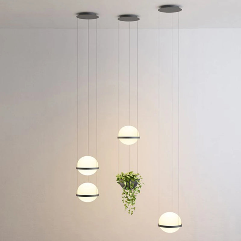 lustre moderne nordique avec pot de fleur led suspendu