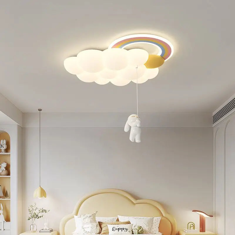 lustre arc-en-ciel nuage avec cheval lapin ours pour enfants