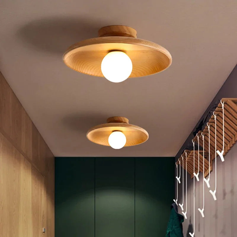 lampe de plafond led en bois moderne suspendue