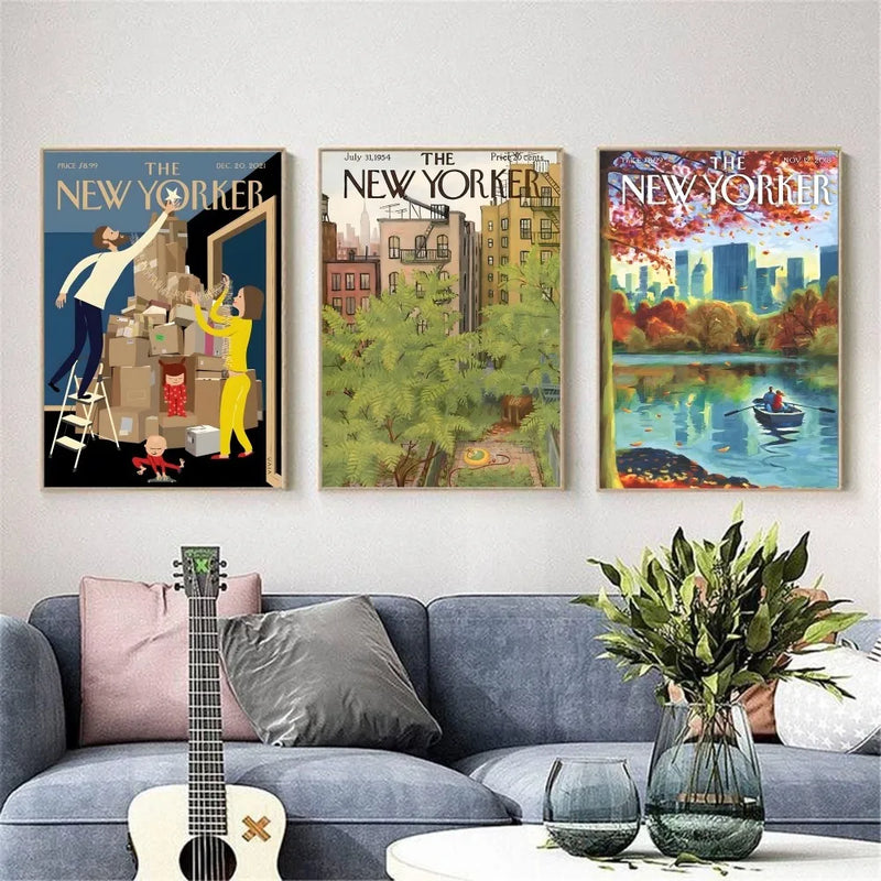 affiche new yorker autocollant mural décoratif étanche esthétique