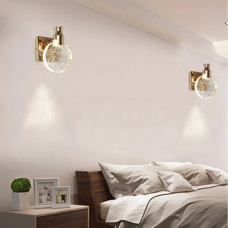 applique murale led de luxe en cristal décorative et veilleuse