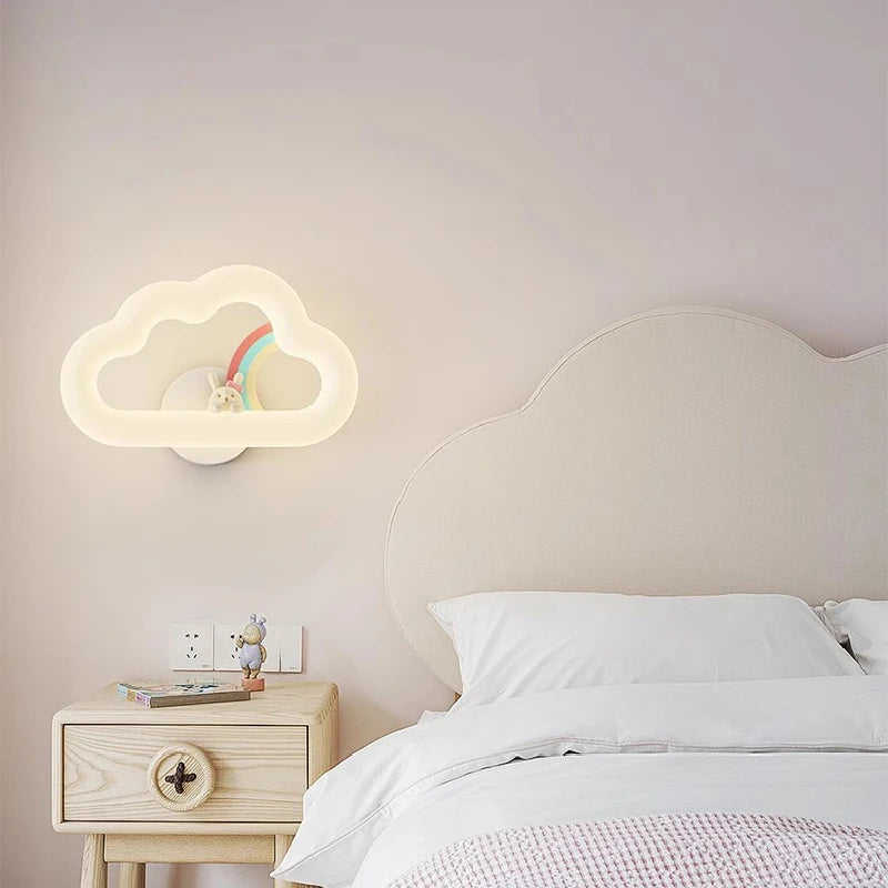 applique murale nuage arc-en-ciel à led pour chambre d'enfant