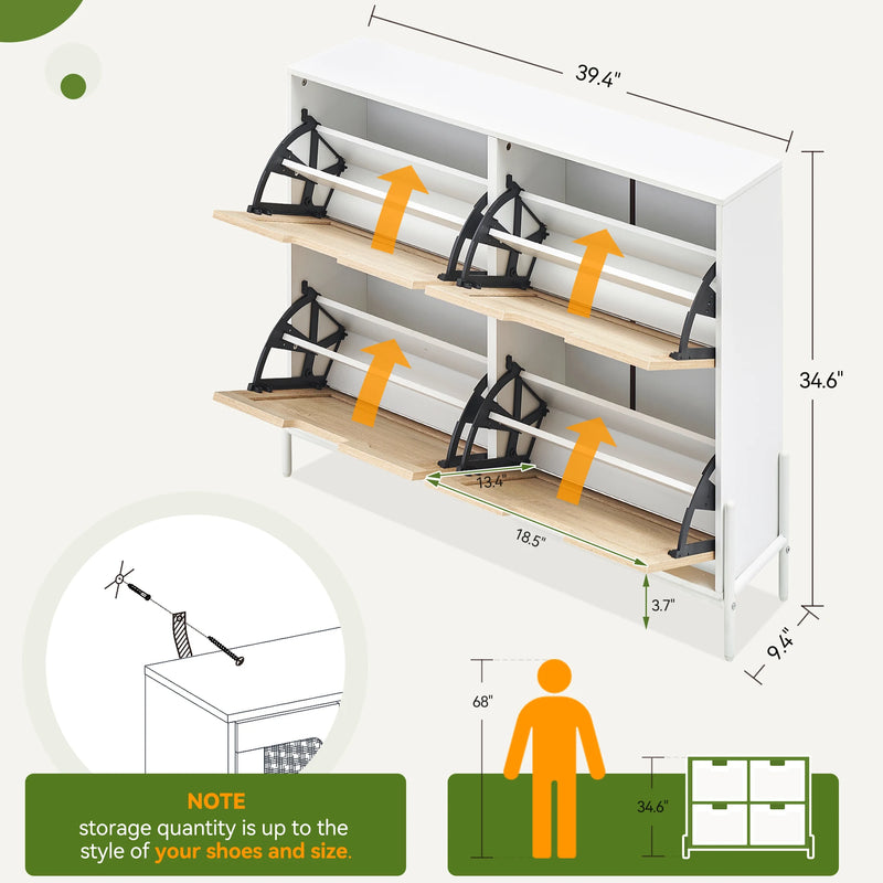 meuble à chaussures en rotin naturel avec portes rabattables et étagères réglables