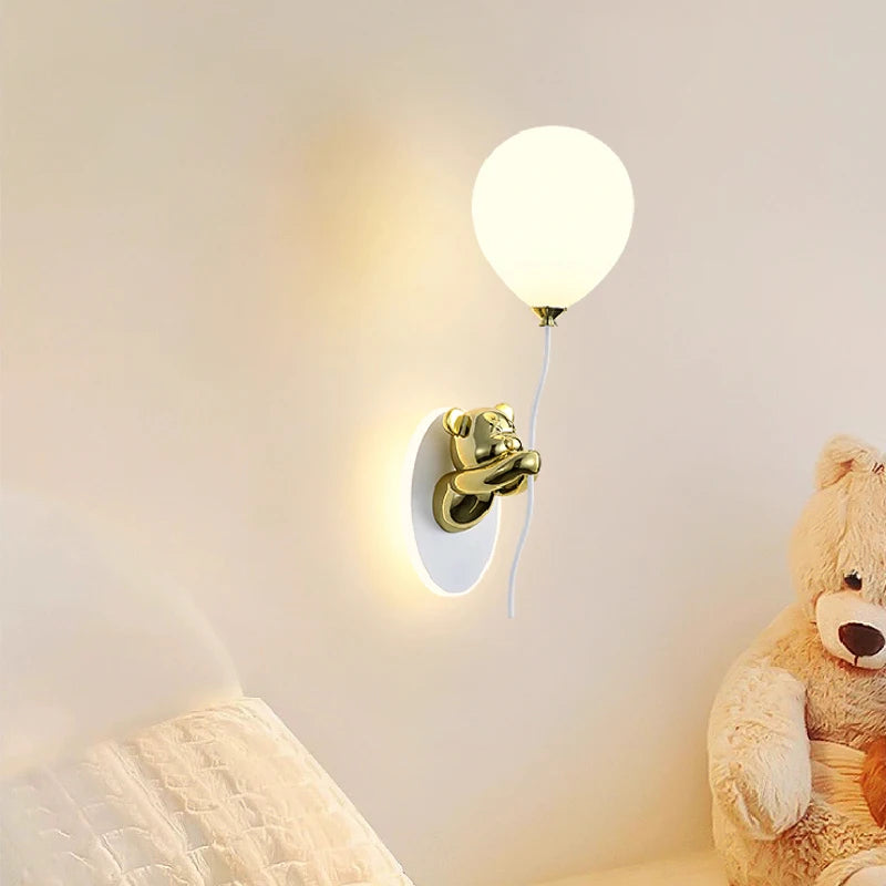 applique murale ours doré en verre lampe LED décoration chambre enfant