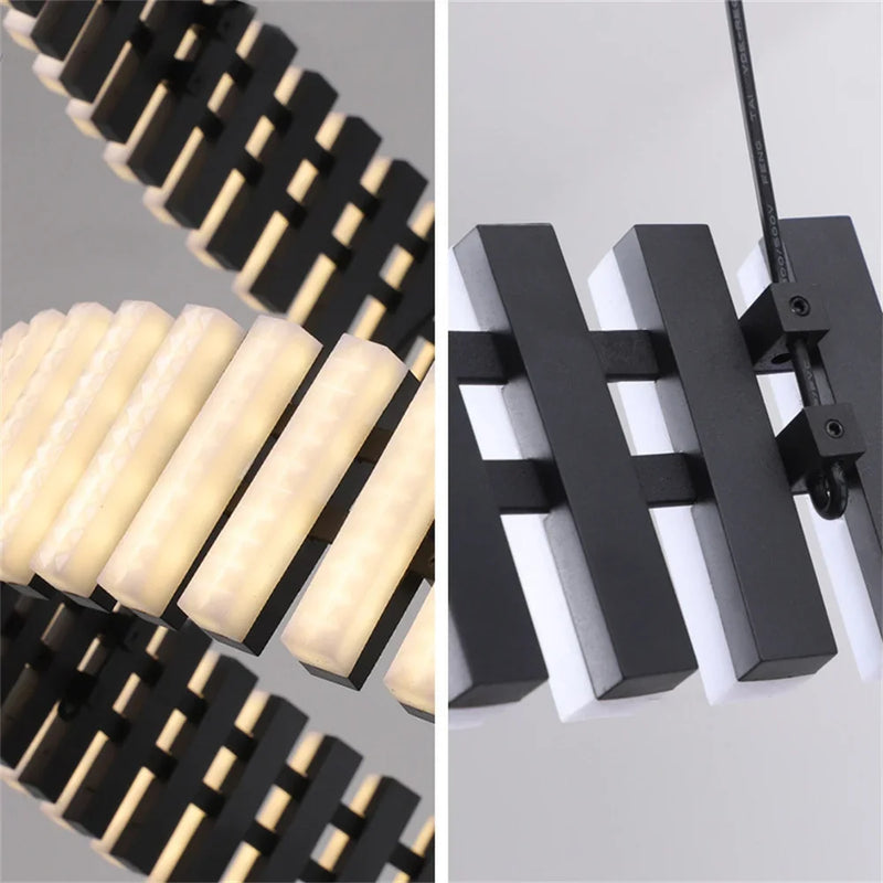 Modern Black and White Chandelier Living Room Decoration Piano Chandelier Luminaire Suspension Restaurant Hanging Light