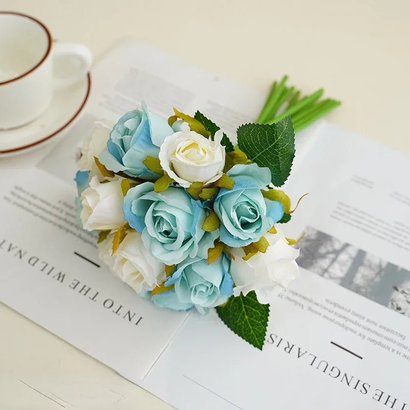 bouquet de roses artificielles en soie décoration florale pour table