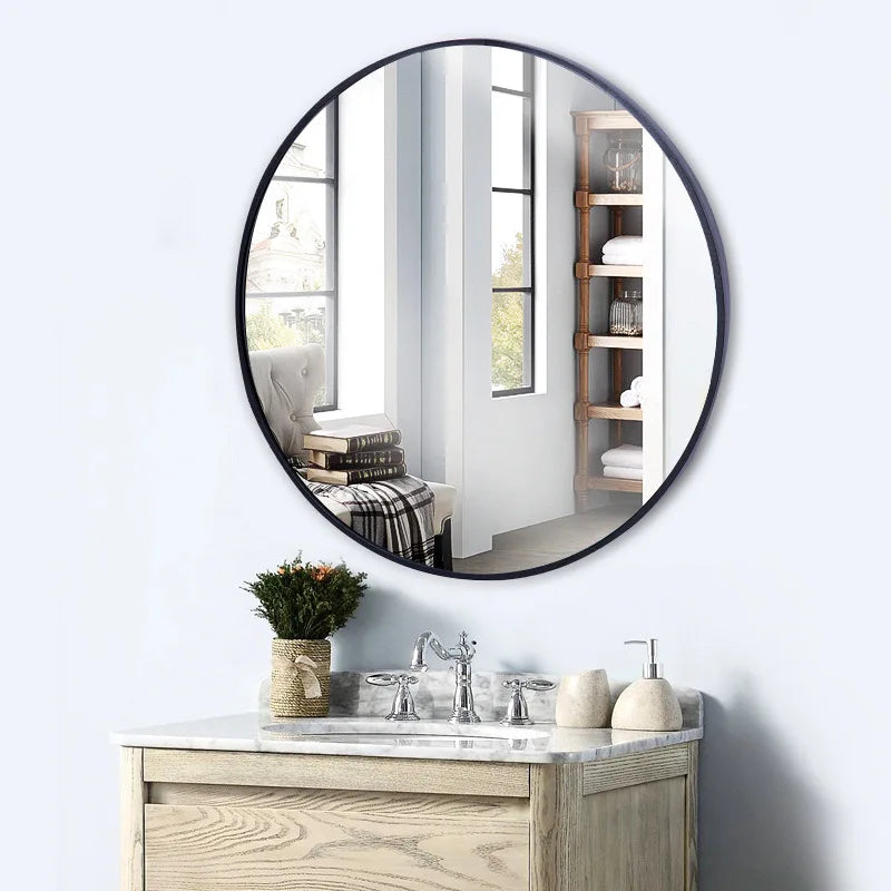 miroir rond moderne avec cadre en aluminium pour décoration murale