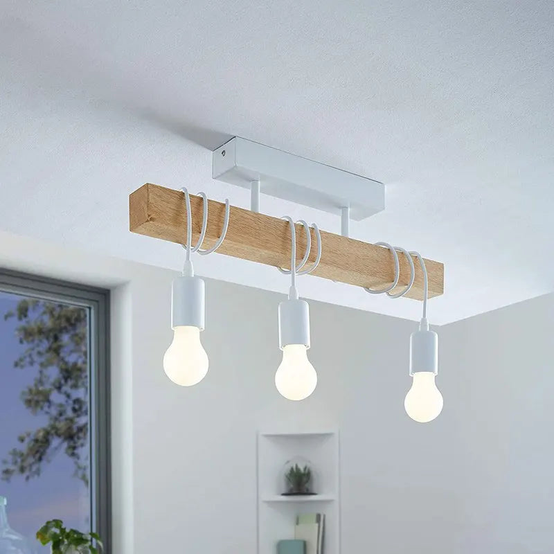 lustre moderne en bois massif créatif suspension pour restaurant