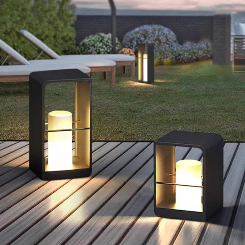 lampe solaire LED de luxe pour jardin extérieur étanche en marbre