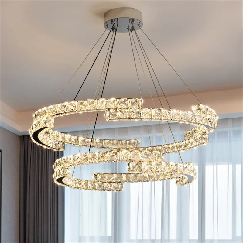 lustre led en cristal design luxe pour décoration intérieure