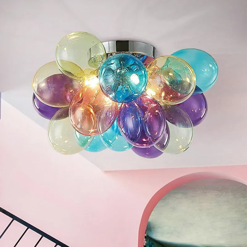 Colorful Bubble Chandelier Glass Pendant Lamp Ceiling Light Suspension Hanging Luminaire for Living Room Bedroom