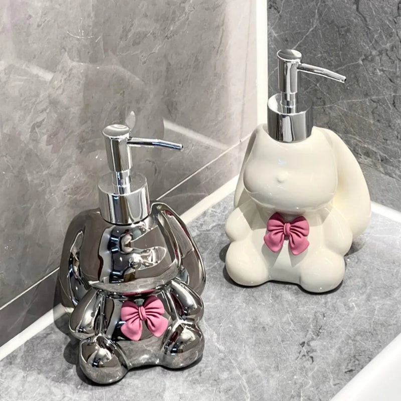 bouteilles en céramique distributeurs de savon lapin mignon accessoires salle de bain