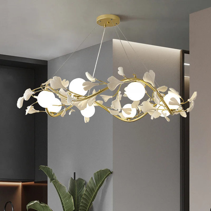 lustre led moderne en forme de pétale de ginkgo lumineux et élégant