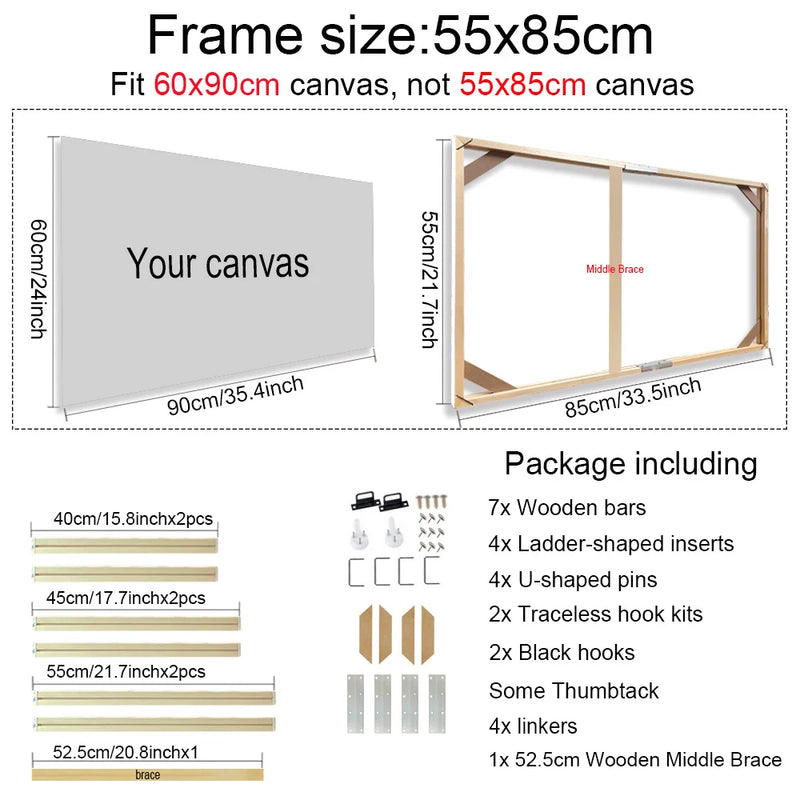 cadre mural en bois pour toiles et peintures décoratives