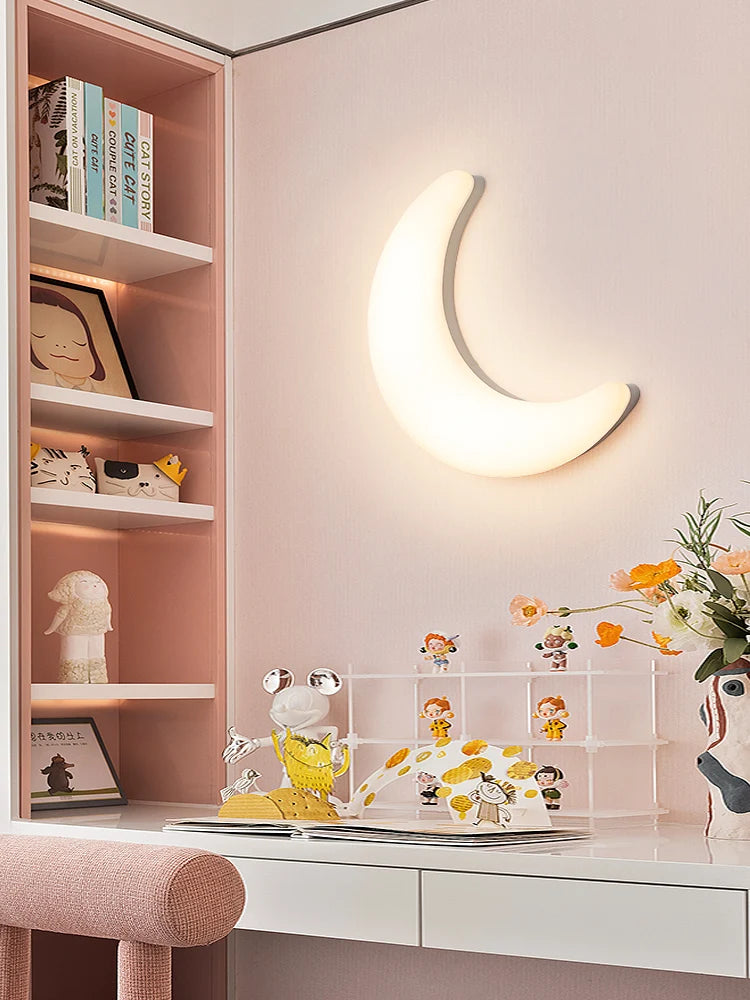 applique murale led moderne en forme de lune décorative et créative