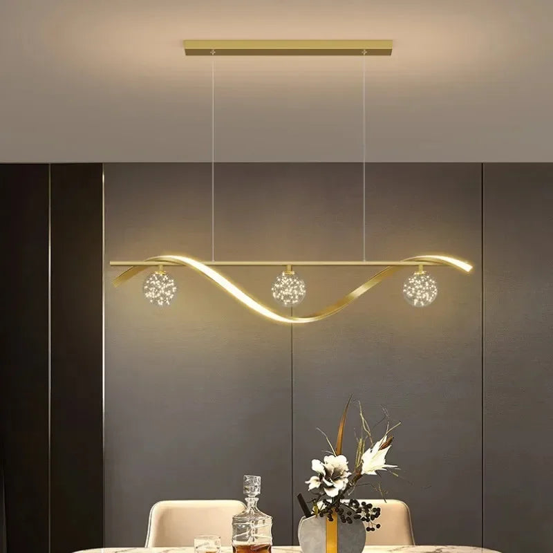 lustre led moderne minimaliste en verre pour restaurant