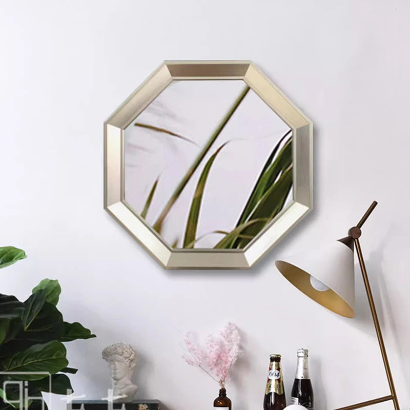 miroirs décoratifs hexagonaux en métal pour décoration esthétique