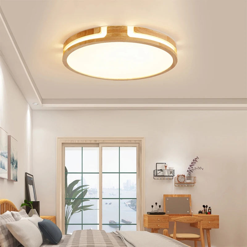 plafonnier led en bois design moderne intelligent et élégant