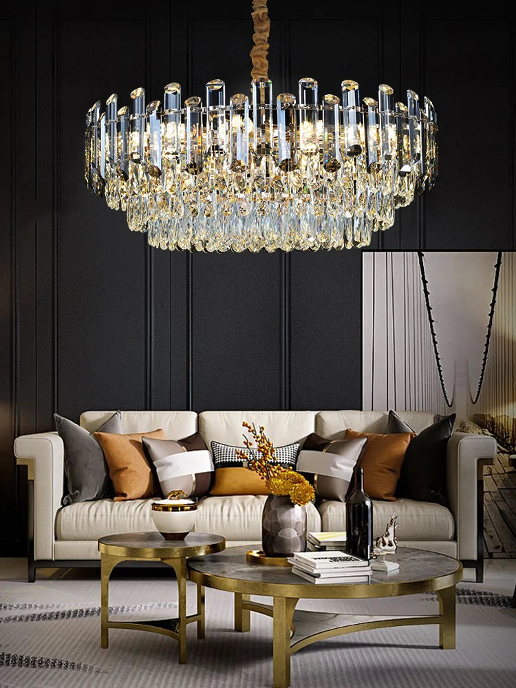 Modern minimalist style K9 crystal LED restaurant chandelier, Nordic designer living room luxury home decoration chandelier