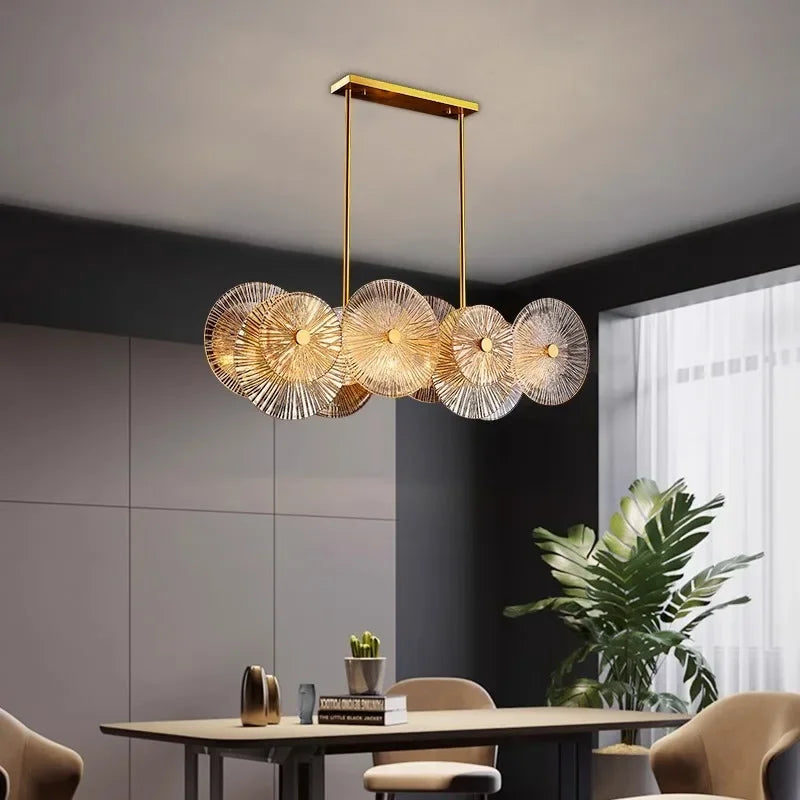 lustre en verre moderne avec lumière led design élégant