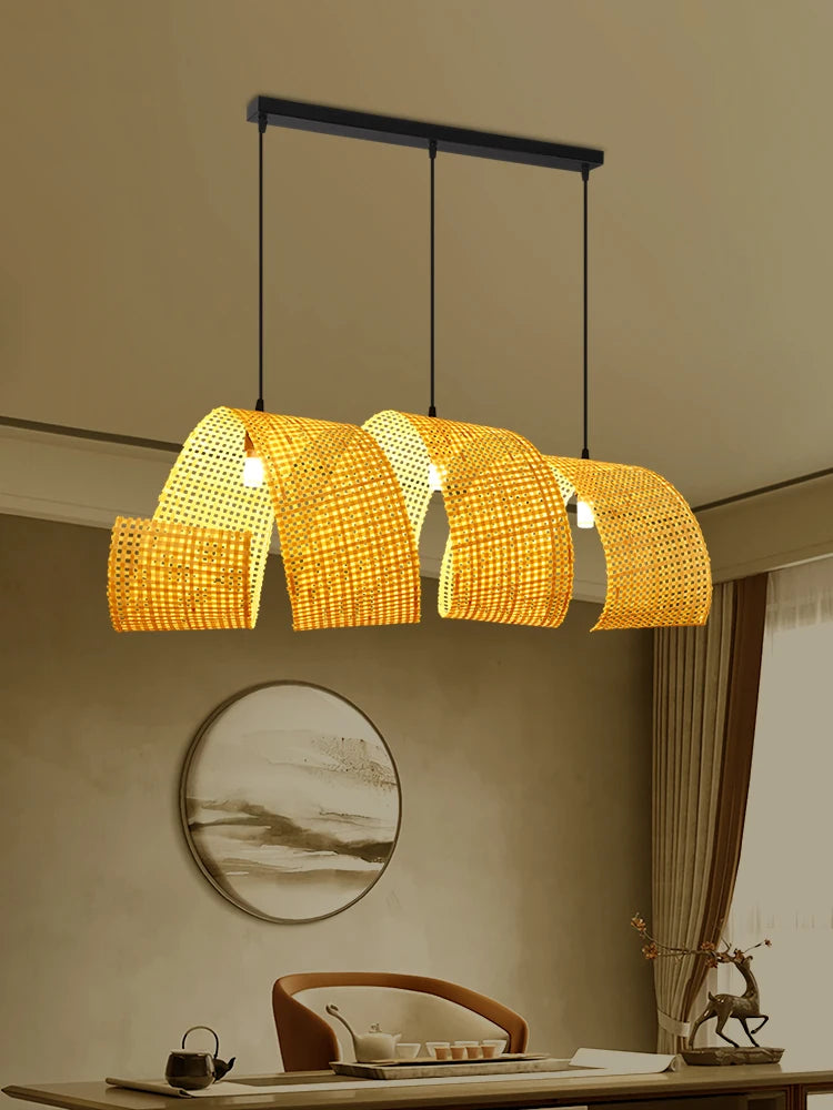 lustre en bambou style japonais pour décoration zen asiatique