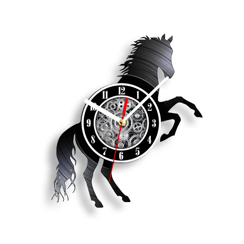 horloge murale vinyle cheval décoration équestre artisanale cadeau unique