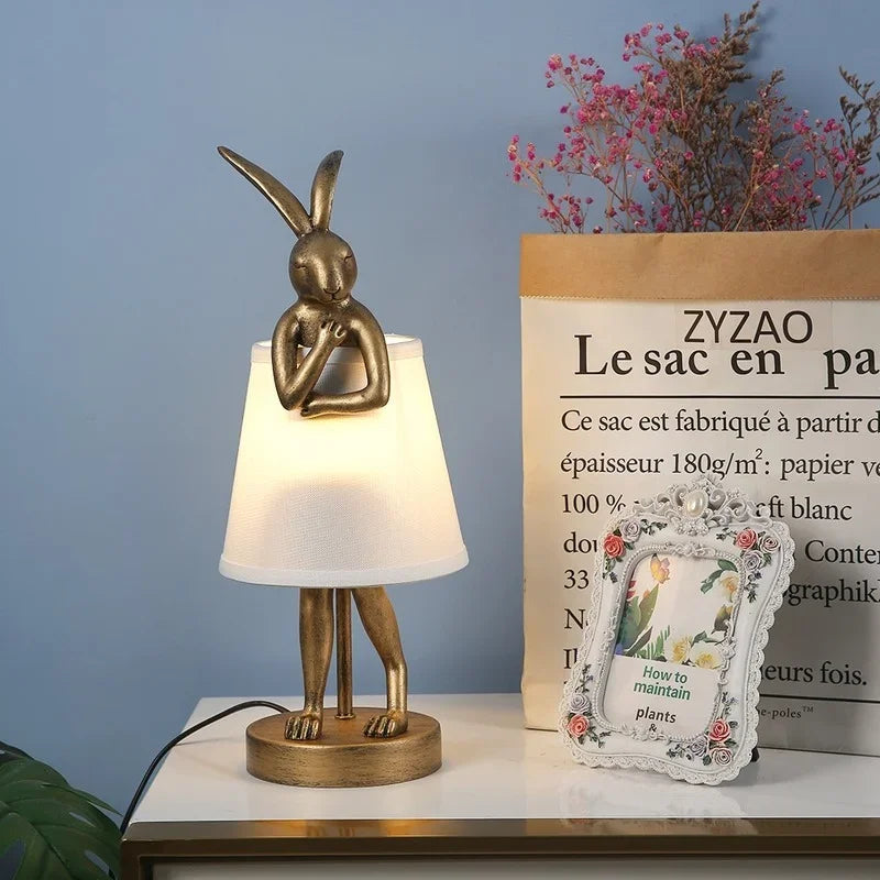 lampes de table lapin en résine décoration nordique créative