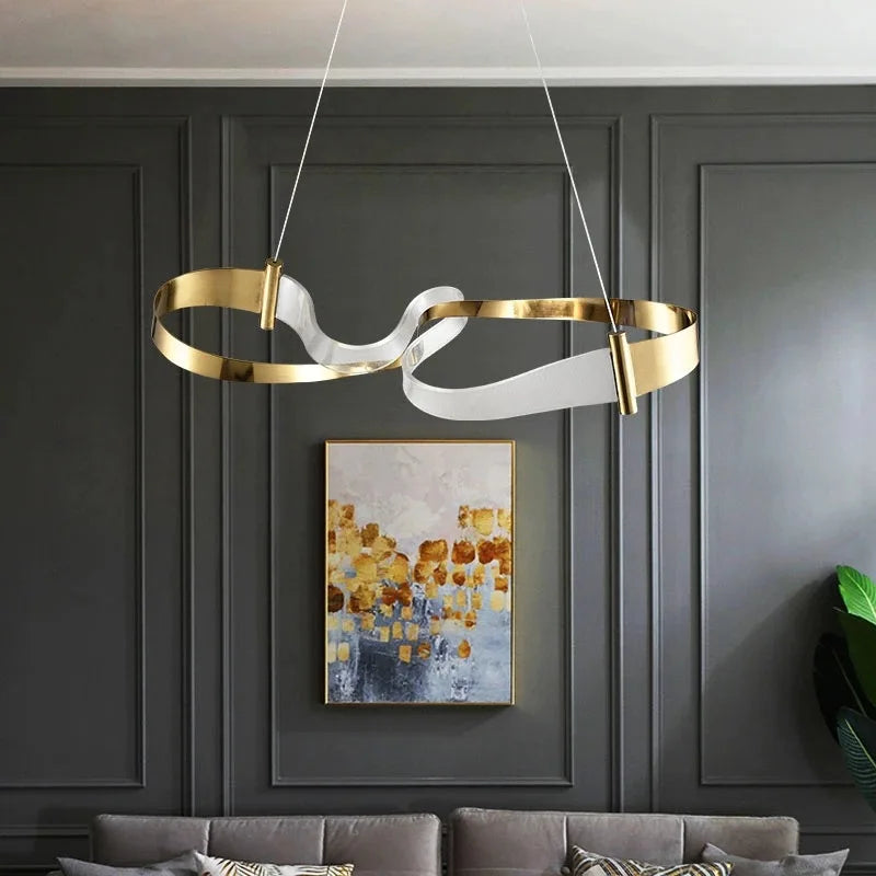 2024 Modern Design Ribbon LED Chandeliers Lighting For Living Room Study Bedroom Restaurant