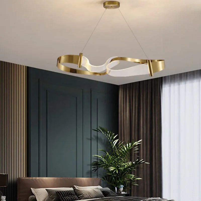 2024 Modern Design Ribbon LED Chandeliers Lighting For Living Room Study Bedroom Restaurant