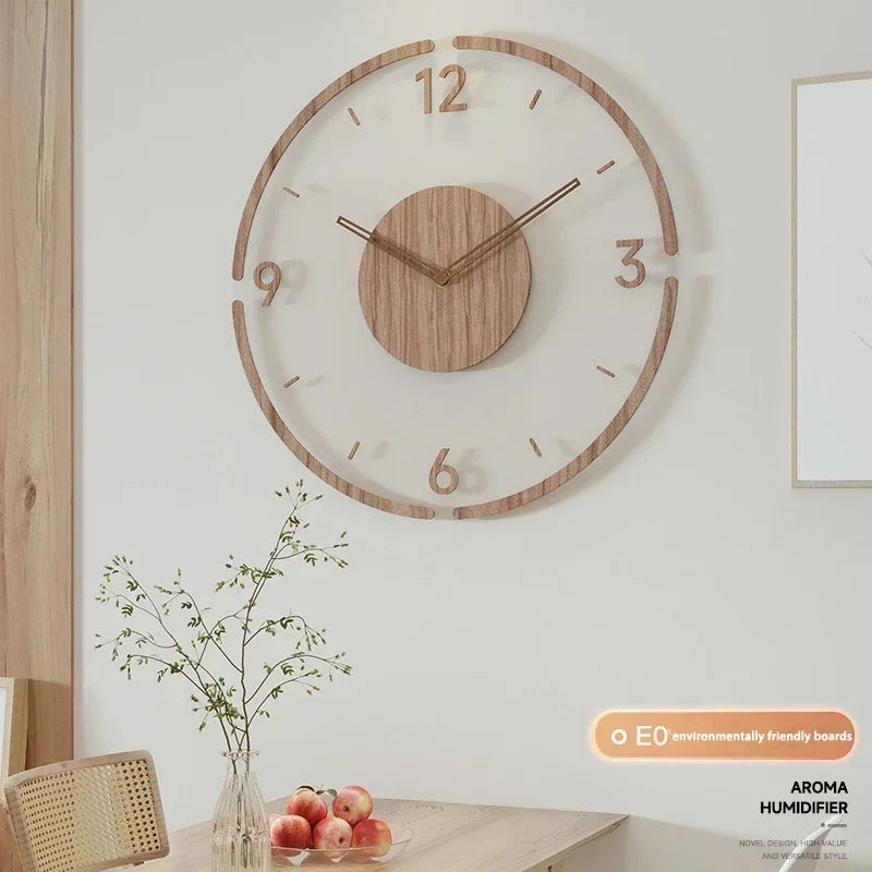 horloge murale silencieuse en bois massif design nordique créatif