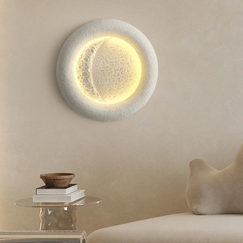 applique murale led ronde en forme de lune design art déco interchangeable