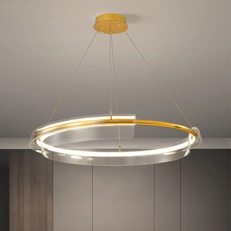 lustre led de luxe simple anneau dimmable pour maison hôtel