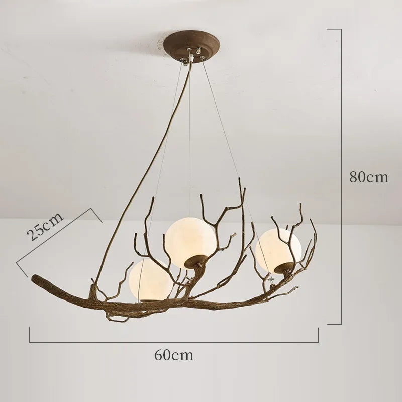 lustre suspendu en forme de branche d'arbre à led décor rétro