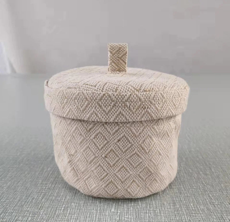 boîte de rangement en jute pour collations et objets divers