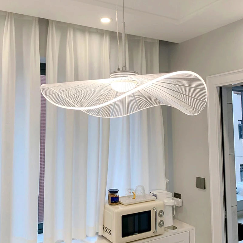 lustre nordique led acrylique design vagues postmoderne