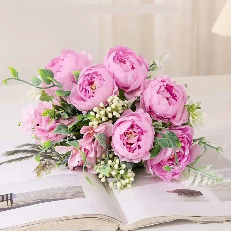 bouquet de pivoines artificielles pour décoration intérieure