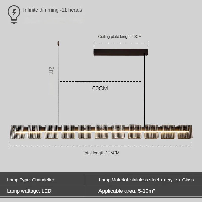 suspension moderne en acier inoxydable avec éclairage led élégant