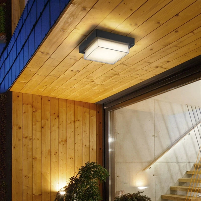 plafonnier led carré étanche pour extérieur jardin porche mur