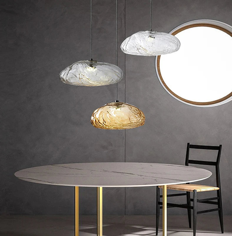 lustre en verre design créatif nuage luminaire décoratif d'intérieur pour villa