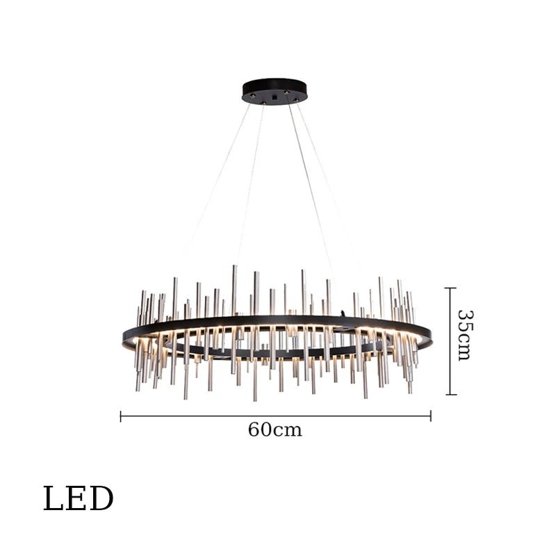 lustre minimaliste en acier inoxydable noir design moderne